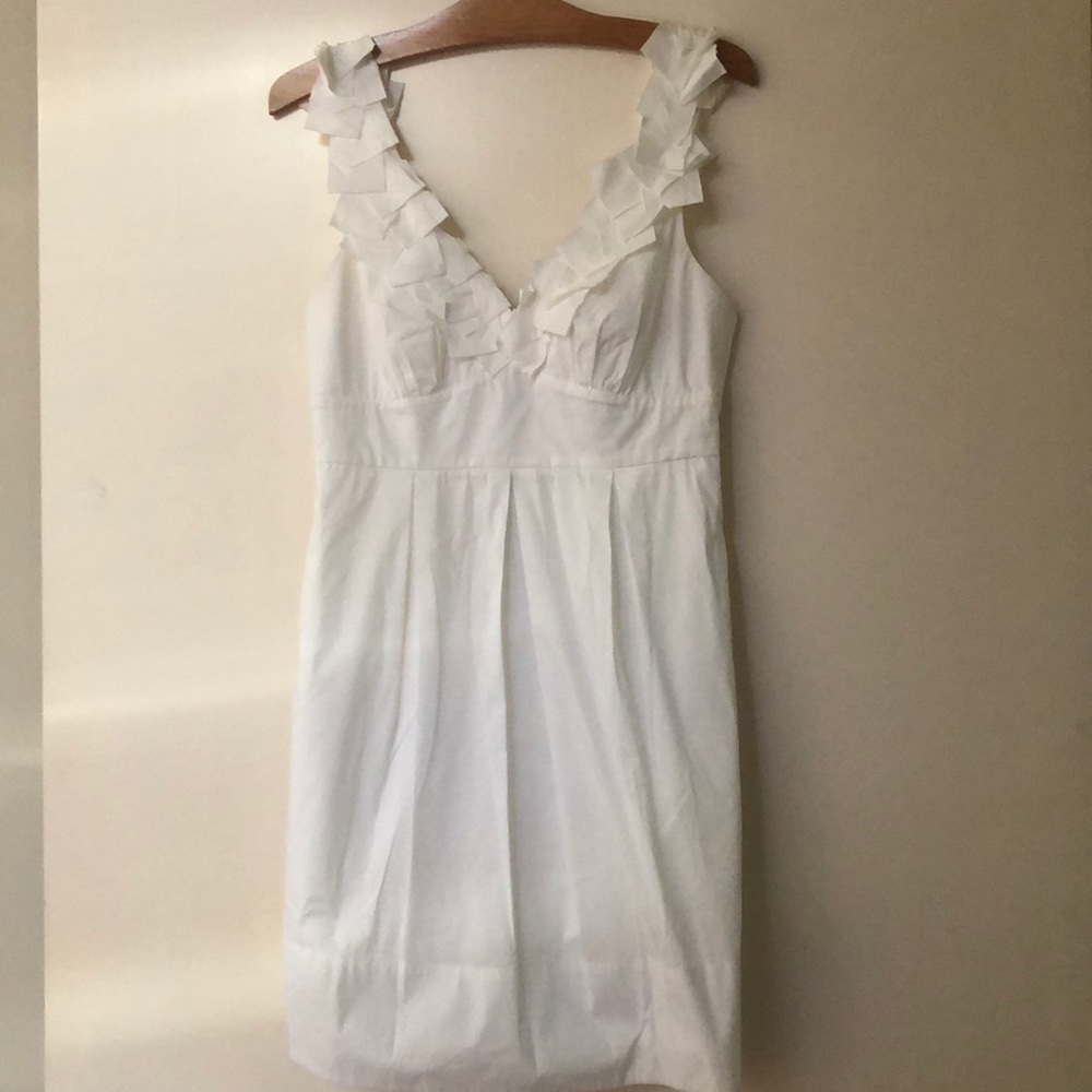 BCBG White Ruffle Dress 4
